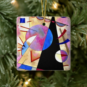 Kandinsky - Abstract Kubisme met Roze en Blauw Keramisch Ornament