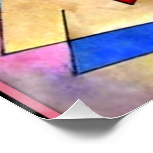 Kandinsky - Abstract Kubisme met Roze en Blauw Perfect Poster (Hoek)