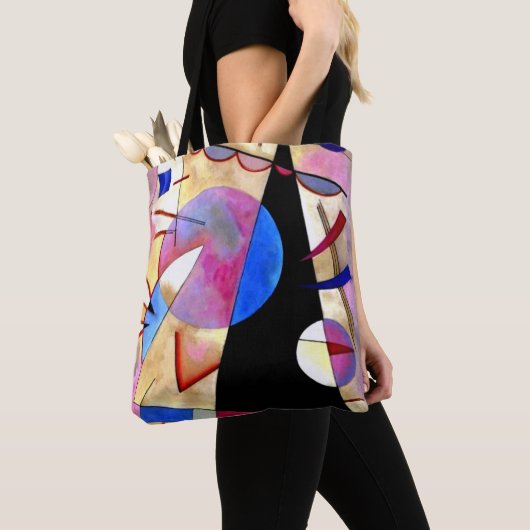 Kandinsky - Abstract Kubisme met Roze en Blauw Tote Bag (Dichtbij)