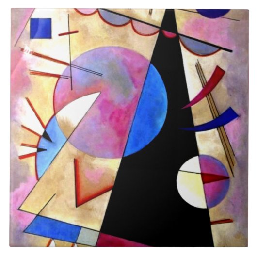 Kandinsky - Abstract Kubisme Roze en Blauw Tegeltje (Voorkant)