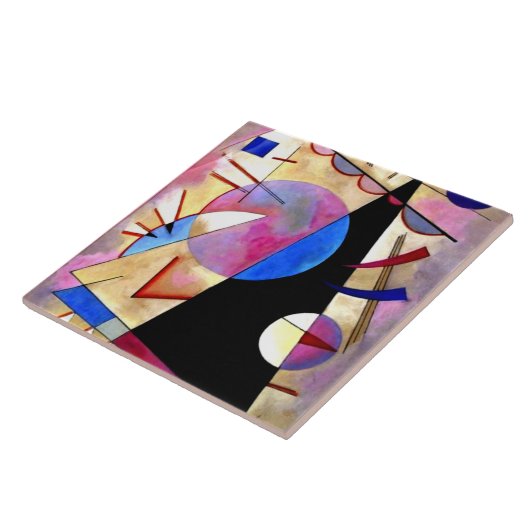 Kandinsky - Abstract Kubisme Roze en Blauw Tegeltje (Zijkant)
