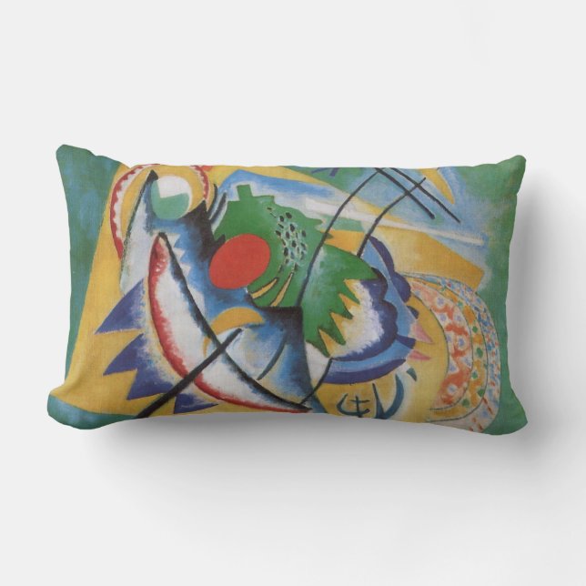 Kandinsky Abstract 'Oval Red' Groen Geel Kussen (Voorkant)