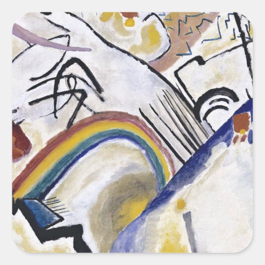 Kandinsky Abstract Schilderwerk Kozakken 1910 Vierkante Sticker (Voorkant)