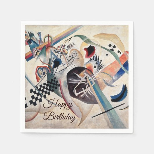 Kandinsky Abstracte Art Happy Birthday Servet (Voorkant)