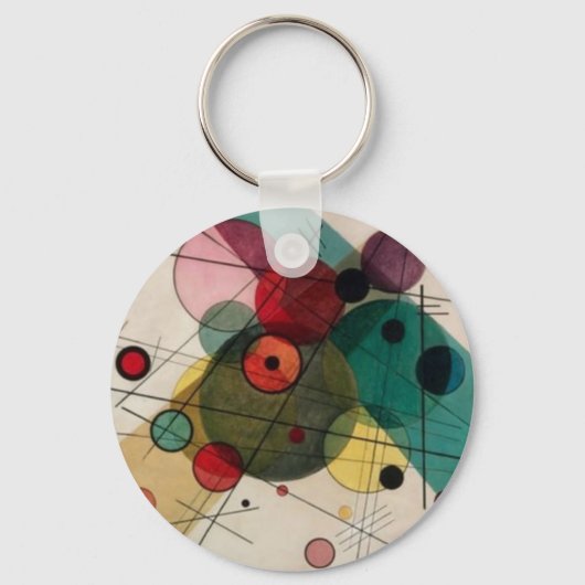 Kandinsky Abstracte Circles Button Sleutelhanger (Voorkant)