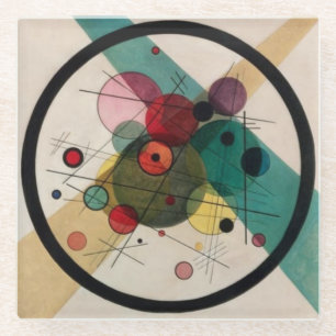 Kandinsky Abstracte cirkels in een cirkel Glazen Onderzetter