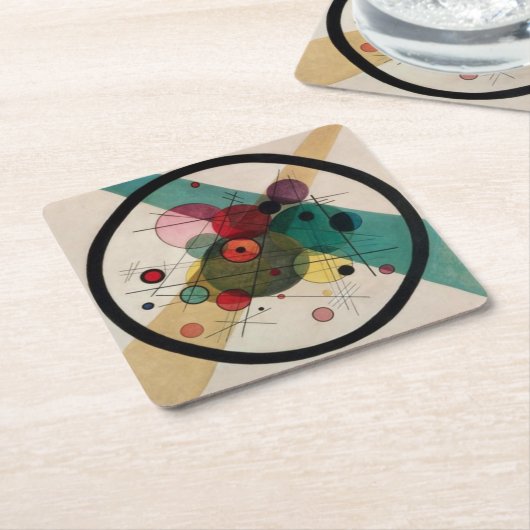 Kandinsky Abstracte cirkels in een cirkel Kartonnen Onderzetters (Schuin)