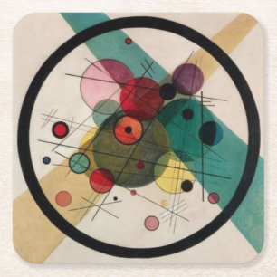 Kandinsky Abstracte cirkels in een cirkel Kartonnen Onderzetters