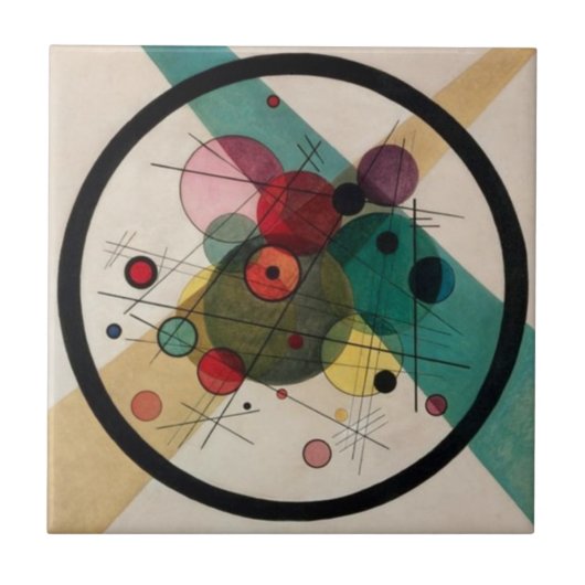 Kandinsky Abstracte cirkels in een cirkel Tegeltje (Voorkant)