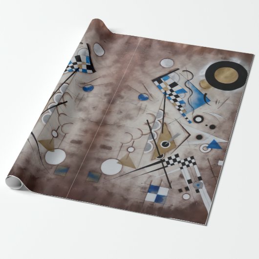 Kandinsky abstracte schilderkunst midden eeuw mode cadeaupapier (Uitgerold)