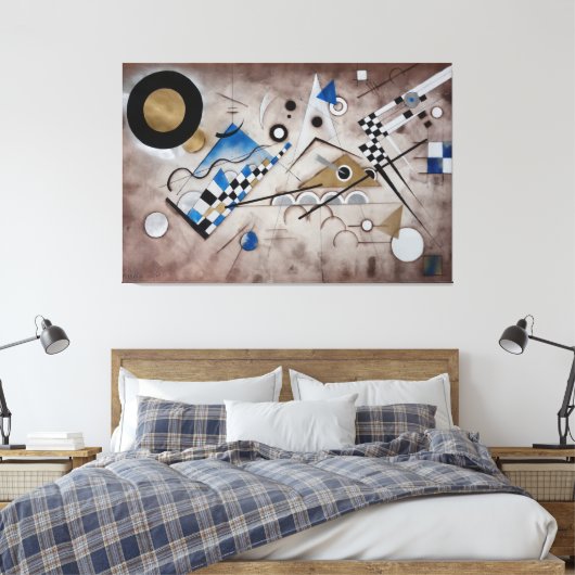 Kandinsky abstracte schilderkunst midden eeuw mode canvas afdruk (Insitu (Slaapkamer))