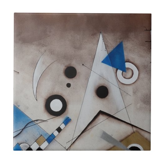 Kandinsky abstracte schilderkunst midden eeuw mode tegeltje (Voorkant)