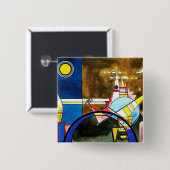 Kandinsky - Afbeelding XXI, Grote Poort Kiev Vierkante Button 5,1 Cm (Voorkant /achterkant)
