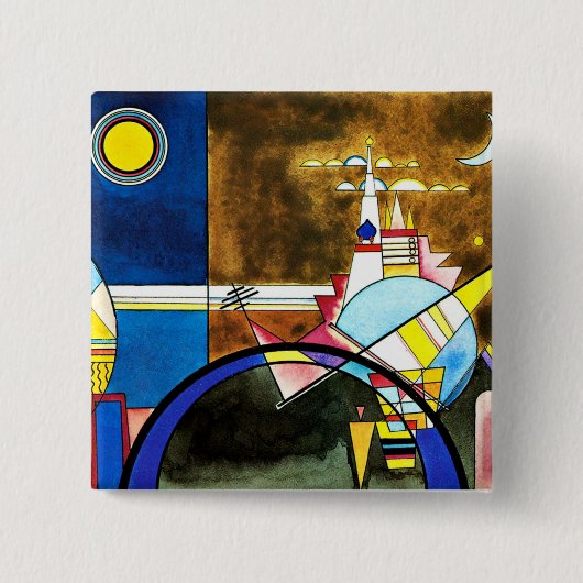 Kandinsky - Afbeelding XXI, Grote Poort Kiev Vierkante Button 5,1 Cm (Voorkant)