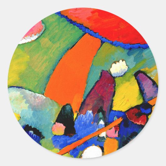 Kandinsky - Beach Scene Ronde Sticker (Voorkant)