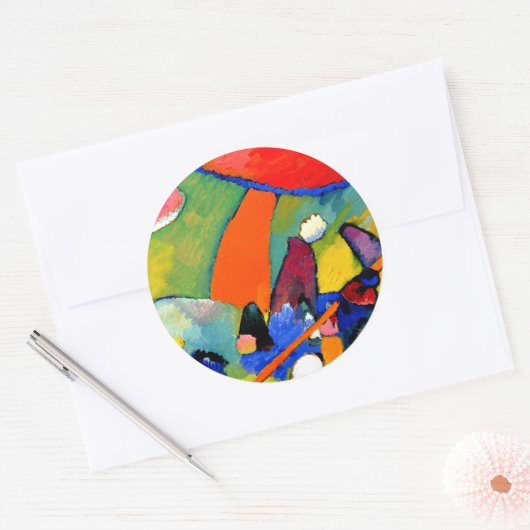 Kandinsky - Beach Scene Ronde Sticker (Envelop)