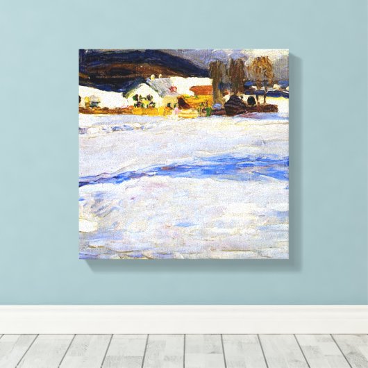 Kandinsky - Bei Starnberg - Winter, Canvas Afdruk (Insitu (Houten vloer))