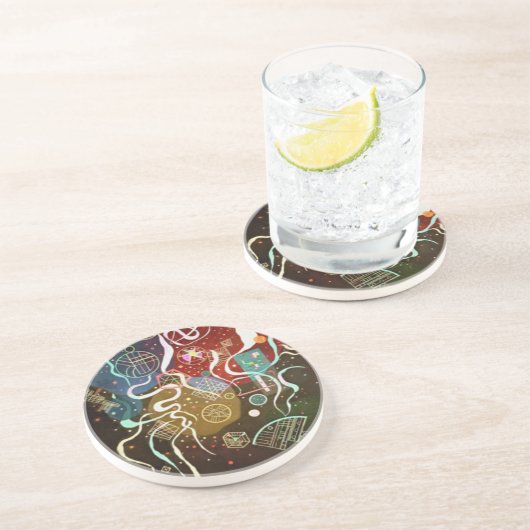 Kandinsky Beweging I Schilderen Zandsteen Onderzetter (Zijkant)