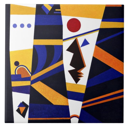 Kandinsky - Bindende, kleurrijke abstracte kunst Tegeltje (Voorkant)