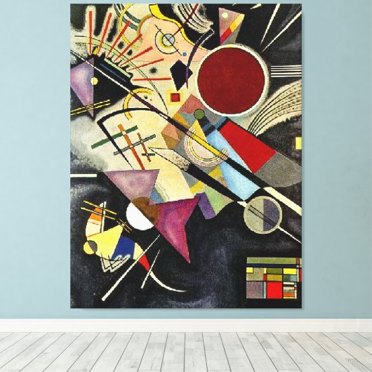 Kandinsky - Black accompanimant Canvas Afdruk (Insitu (Houten vloer))