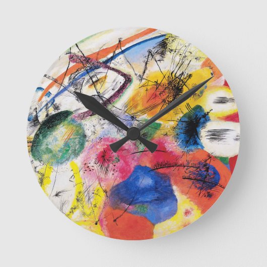 Kandinsky Black Lines Clock Ronde Klok (Voorkant)