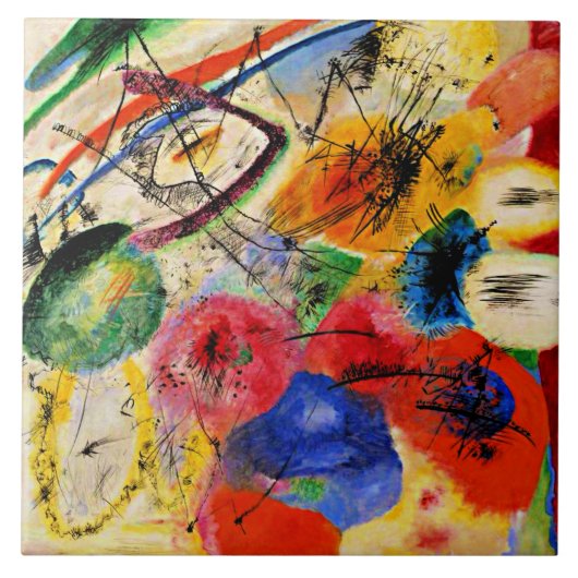 Kandinsky - Black Lines Tegeltje (Voorkant)