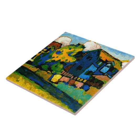 Kandinsky - Blauw huis Klein Tegeltje (Zijkant)