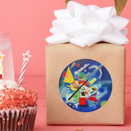 Kandinsky - Blauwe Schilderij, beroemd abstract ku Ronde Sticker (Feest)