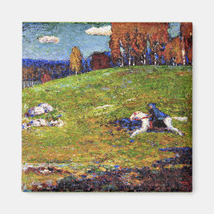Kandinsky - Blue Rider, landschapsschilderij Magneet