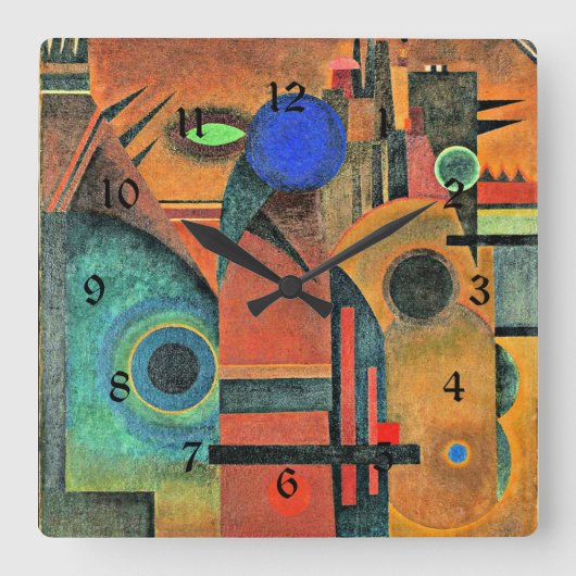 Kandinsky - Brown Silence Vierkante Klok (Voorkant)