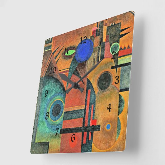 Kandinsky - Brown Silence Vierkante Klok (Hoek)