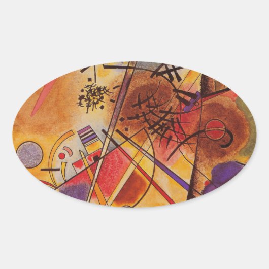 Kandinsky Brown Yellow Red Blue Ovale Sticker (Voorkant)
