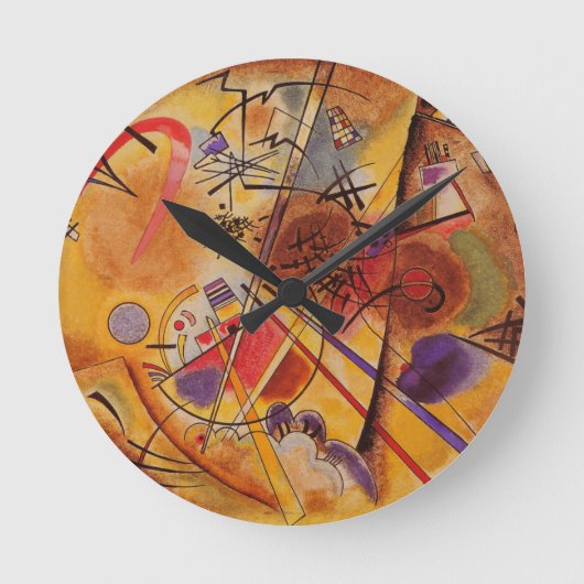 Kandinsky Brown Yellow Red Blue Ronde Klok (Voorkant)