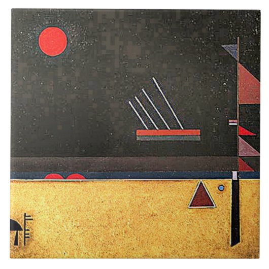 Kandinsky - Bruinachtige, abstracte kunst, Tegeltje (Voorkant)