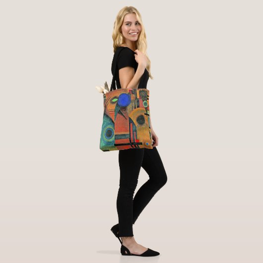 Kandinsky - bruine stilte, abstracte kunst tote bag (Op model)