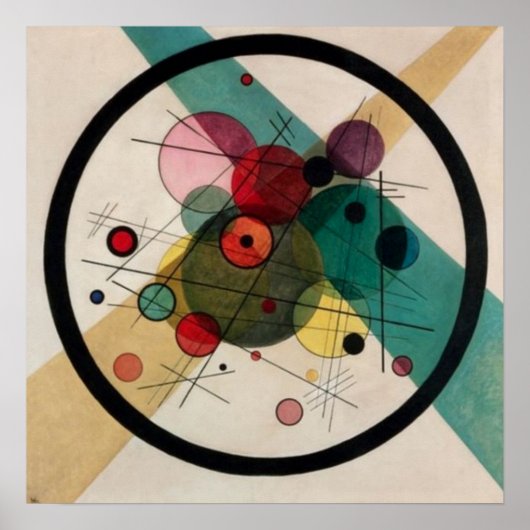 Kandinsky-cirkels in een cirkelvormig Poster (Voorkant)