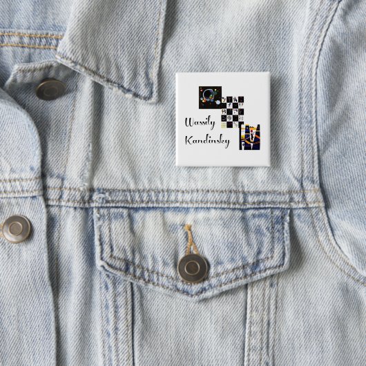 Kandinsky - Collage van zijn kunstwerk Vierkante Button 5,1 Cm (In situ)