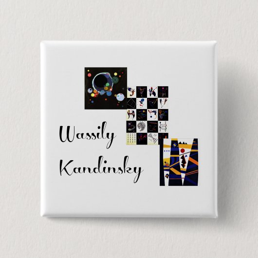 Kandinsky - Collage van zijn kunstwerk Vierkante Button 5,1 Cm (Voorkant)