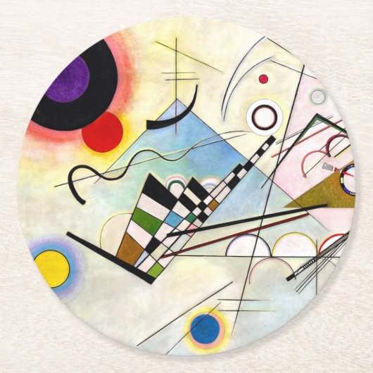 Kandinsky Compositie 8 Ronde Kartonnen Onderzetter (Voorkant)