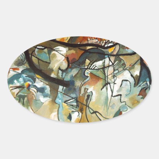Kandinsky Composition V Abstract schilderen Ovale Sticker (Voorkant)