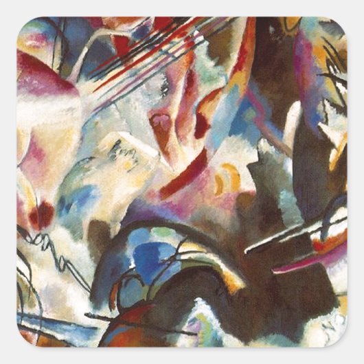 Kandinsky Composition VI Abstract schilderen Vierkante Sticker (Voorkant)