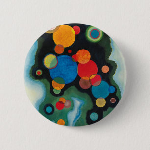 Kandinsky Deepened Impulse Abstracte Oil op Canvas Ronde Button 5,7 Cm