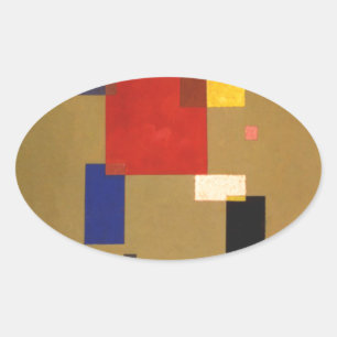 Kandinsky Dertien rechthoeken Abstract schilderen Ovale Sticker