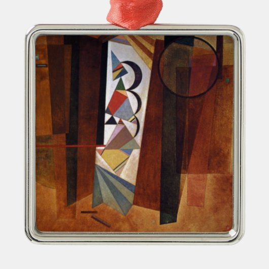 Kandinsky Development in Brown Abstract Painting Metalen Ornament (Voorkant)