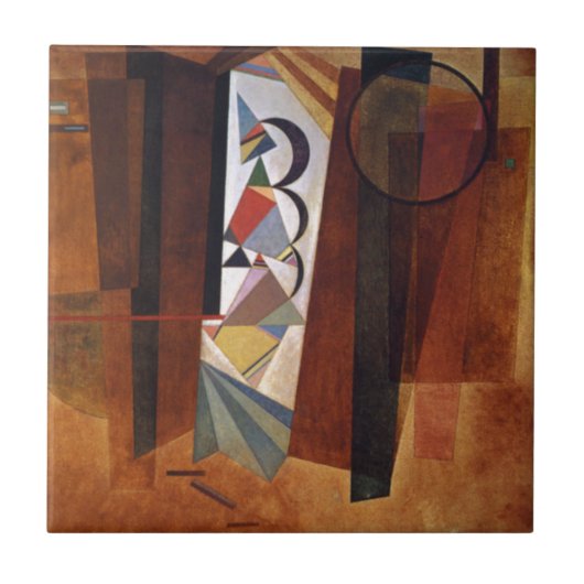 Kandinsky Development in Brown Abstract Painting Tegeltje (Voorkant)