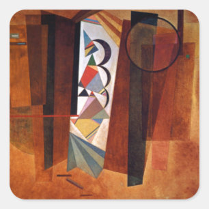Kandinsky Development in Brown Abstract Painting Vierkante Sticker