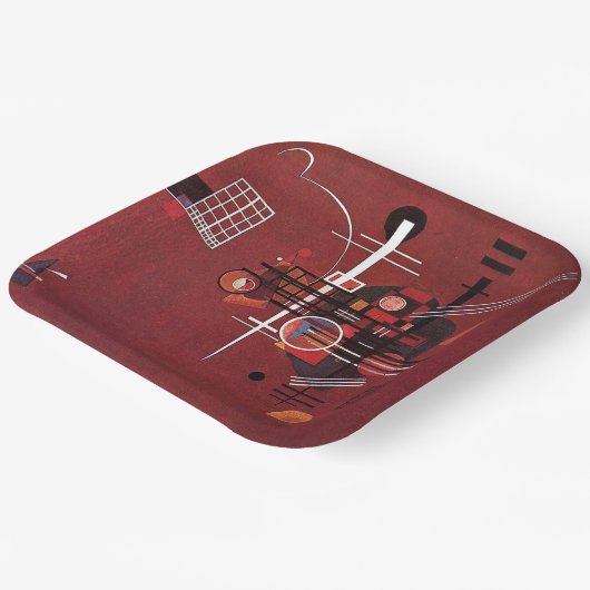Kandinsky - Doffe Rood Papieren Bordje (Gebogen)