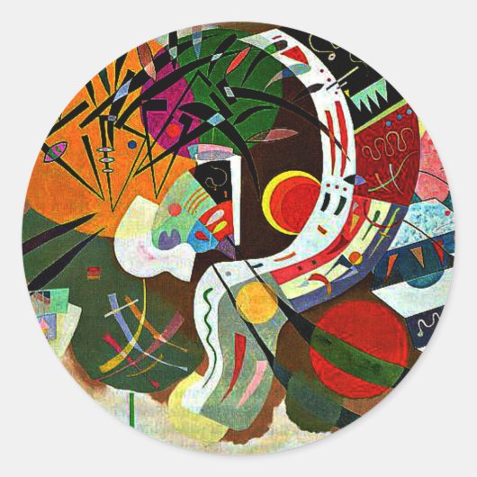 Kandinsky - Dominant Curve, beroemd schilderij, Ronde Sticker (Voorkant)