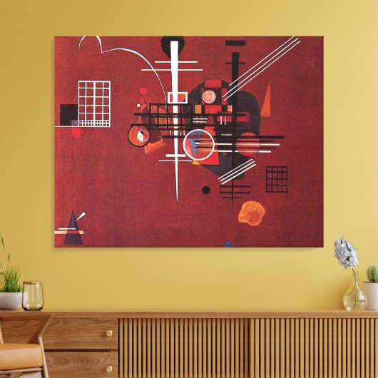 Kandinsky - Dull Rood Canvas Afdruk (Insitu (Woonkamer))