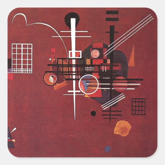 Kandinsky - Dull Rood Vierkante Sticker (Voorkant)